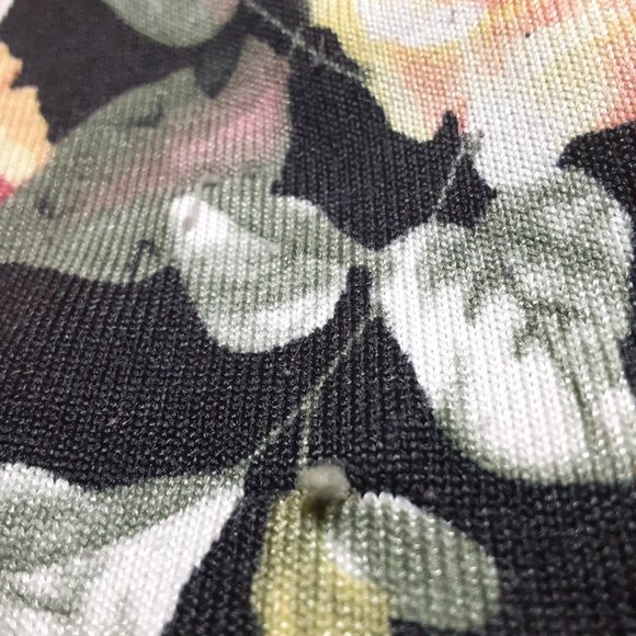 MAUVE Floral Cardigan‎ Sweater Open Front Drape Women's Size M Medium Black Pink - Picture 7 of 7